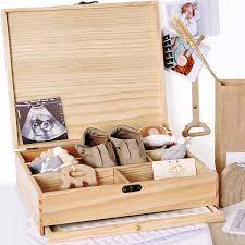 Buy Baby Keepsake Box Wooden Baby S First Year Memory Library Newborn Personalized Diy Memory Large Organizer Tinker Tray Natural Pine Wood Oil Finish Built Online In Taiwan B08zs28xby