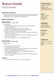 Tool Technician Resume Samples Qwikresume
