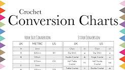 Size Conversion Chart Crochet Hook Pictures Youtube