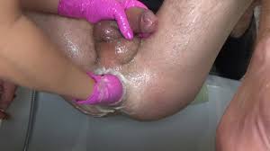 Prostate milking in the rose gloves Разрыв Анала HD