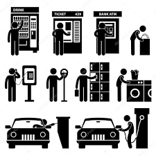 Man Using Auto Public Machine Icon Symbol Sign Pictogram Stock Vector C Leremy 12307482