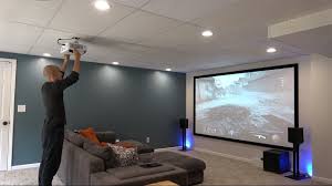 My First Projector On A 120 Screen Youtube Home Cinema Room Small Home Theaters Living Room Home Theater
