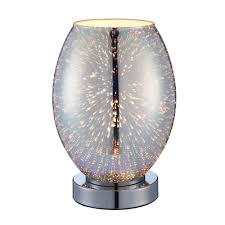 Endon Stellar Chrome Holographic Glass And Chrome Touch Table Lamp