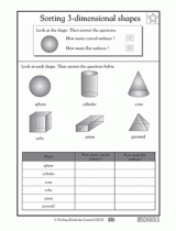 Identify 2d and 3d shapes at the playground. 3 D Shapes 3rd Grade 4th Grade Math Worksheet Greatschools