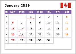 January 2019 Calendar Canada Public Holidays 2019 Calendar Holiday Calendar Canada Holiday