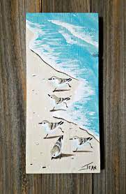 Sanderling Art Beach Painting Beach House Distressed Etsy Vertical Wall Art Beach Painting Beach Canvas Art