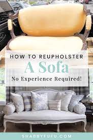 50 inches long/across x 26 inches wide/deep x an elegant 19th century carved louis xv style sultanes sofa newly reupholstered in an dark emerald green mohair with french nailhead detail. How To Easily Upholster A Sofa And Paint It Shabbyfufu Com