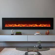 Moda Flame Grand 95 In Log Electric Wall Mounted Fireplace In Black Wall Mounted Fireplace Wall Mount Electric Fireplace Wall Mount