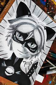 Chat Noir Black And White By Mariangel Art Deviantart Com On Deviantart Chat Noir Noir Art