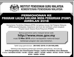 Sebelum membuat permohonan, anda dikehendaki mengetahui syarat kemasukan dan kelayakan asas ke ipg 2018 terlebih dahulu. Permohonan Program Ijazah Sarjana Muda Perguruan Pismp Ambilan 2018 Mykssr Com