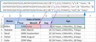 The datedif function in excel returns the number of years, months or days between two dates. How To Calculate Age In Excel From Birthday