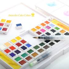 Dainayw Watercolor Paint Set 48 Assorted Watercolors Travel Watercolor Kit Includes 2 Water Brushes 2 Sponges Watercolor Paint Set Watercolor Kit Paint Set