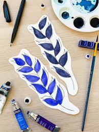 Blue Leaves Watercolour Bookmarks Botanical Drawings Watercolor Bookmarks Bookmarks Handmade