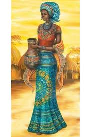 MARCEL SANAT Mavi Afrikalı Kadın Elmas Mozaik Tablo 41x81cm