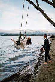 Vancouver Oceanside Elopement With Boho Swing And Natural Florals By Abigail Eveline Photography Backyard Beach Vancouver Beach Oceanside