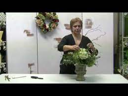 Artificial floral arrangement in glass vase, vase with handle, country floral arrangement, ross, hydrangeas, glass country drink jar. How To Make A Silk Hydrangea Centerpiece Using Ready Made Silk Florals Youtube