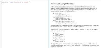 Accueil › python débutant › if elif else python conditions. Solved 2 Int String Input Please Enter An Integer I Chegg Com
