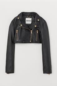 Cropped Leather Biker Jacket Black Ladies H M Gb 1 Short Leather Jacket Womens Biker Jacket Black Leather Moto Jacket