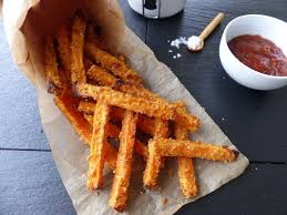 Frites De Patate Douce Au Parmesan Et A La Poudre D Amandes Cuisson Au Four Philandcocuisine Frite De Patate Douce Cuisson Patate Douce Recettes De Cuisine