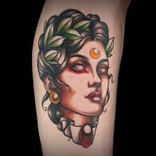 Neo Traditional Lady Face Tattoo By Pony Wave Woman Face Traditional Tattoo Woman Face Face Tattoo