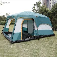 8 Person Luxurious 2 Bedroom 1 Living Room Tent With Extra Sun Room And Rainfly Hiking Tent Family Tent Camping Tent