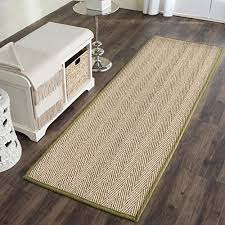 New hand knotted virgine rug. Safavieh Natural Fiber Collection Nf115g Herringbone Natural And Olive Seagrass Runner 2 6 X 6