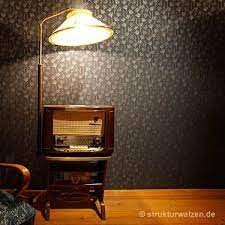 Wand Mit Musterwalze 1623 Und Silber Effekt Farbe Musterwalze Strukturwalze Pattern Patternroller Wandmuster Muster Farben
