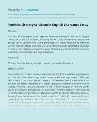 You may also check out concept essay examples. Feminist Literary Criticism In English Literature Free Essay Example
