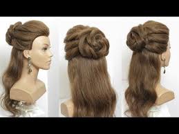 Half Up Flower Bun Romantic Wedding Hairstyle Hair Tutorial Youtube Hair Styles Long Hair Styles Hair Tutorial