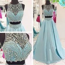 Two Pieces Long Prom Dress Ice Blue Prom Dresses Two Piece Evening Dresses Prom Prom Dresses Blue
