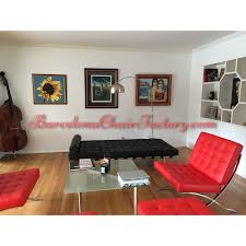 Black Barcelona Daybed With 2 Red Barcelona Chair And One Ottoman And A Barcelona Table Plus A Free Arco Lamp As A Gift Drop Buying At Wholesale Price
