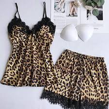 Check the label and wash. Amazon Com Pajamas Women S Leopard Print Satin Kimono Robes Party Dressing Gown And Lace V Neck Nightdress Short Clothing