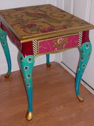 Proud As A Peacock End Table Free Shipping Today Whimsical Furniture Funky Painted Furniture Painted Furniture