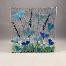 I got a copy of tricks with transparency, which i wrote about a few posts ago available from fusedglass.org. Lavender Garden Fused Glass Flower Picture Curved Free Standing Glass Window Decoration Glass Art Art Collectibles Kromasol Com