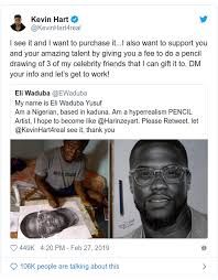 Dwayne and kevin released a movie that same year called central intelligence. How A Young Nigerian Artist S Tweet Caught The Eye Of Kevin Hart Bbc Alternative Africa