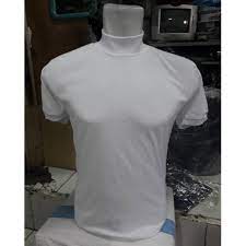 Kaos polos putih leher tinggi. Kaos Putih Leher Tinggi Polos Shopee Indonesia