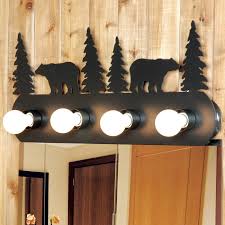 Rustic Bear Vanity Light Fixture 4 Light