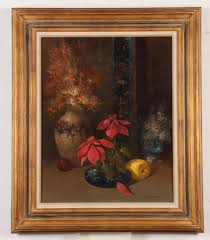 Sold at Auction: Thomas Andrew Nicholas, TOM NICHOLAS (American, born  1934). Still Life with Poinsettia, Oil