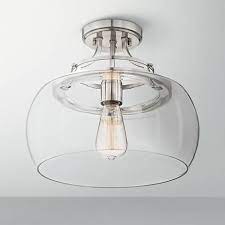 Charleston 13 1 2 Wide Brushed Nickel Ceiling Light 5n666 Lamps Plus Bathroom Light Fixtures Brushed Nickel Bathroom Light Fixtures Ceiling Bathroom Ceiling Light