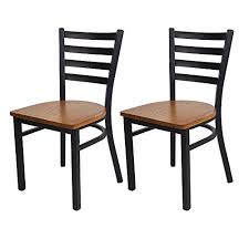 Dporticus Dining Room Chairs With Wooden Seat And Metal Frame Ladderback Restaurant Chairs Res Ladder Back Dining Chairs Metal Dining Chairs Dining Room Chairs