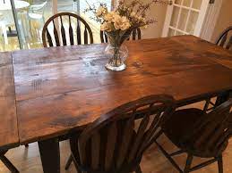 A Wide Center Plank 2 End Leaves And A Beautiful Color On This Rustic Pine Table Rustic Kitchen Tables Farm Table Rustic Farm Table