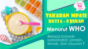 Jadwal makan bayi 6 bulan di atas merupakan jadwal yang disarankan. Takaran Mpasi Bayi 6 7 8 Bulan Menurut Who Dan Dr Meta Hanindita Menu Lengkap Gizi Seimbang Youtube