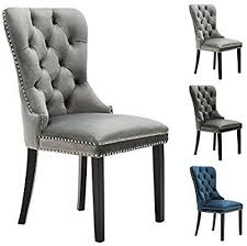 Amazon Com Elegant Tufted Upholstered Dining Chairs Retro Velvet Dining Room Chair Set Of 2 With Dining Chairs Fabric Dining Chairs Velvet Dining Room Chairs