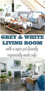 Grey And White Living Room With A Pet Friendly Organic Sofa Mom 4 Real Pet Friendly Living Room White Living Room Organic Sofa