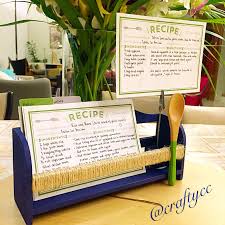 Made This Recipe Card Stand Display From An Unfinished Wooden Stand I Found At Daiso Ma Recipe Cards Printable Free Printable Recipe Cards Small Wooden Spoons