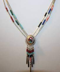 3 Strand Sterling Liquid Silver 925 Multi Stone Concho Necklace Signed Q T Quoc Multi Stone Silver Sterling Silver Bead
