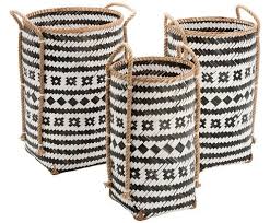 Körbe und taschen können ordnung halten und dabei gleichzeitig stil beweisen. Korb Set Ethno 3 Tlg Schwarz Weiss Aufbewahren Von Schals Korb Korb Aufbewahrung