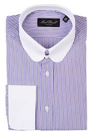 Round Tab Collar Shirt Stripe Purple White Mark Powell Contrast Shirts Shirt Collar Styles Collar Shirts
