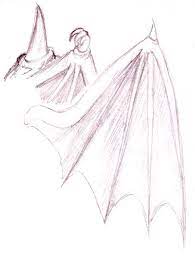 Draw long curves from the inside of the wing outward to define the separation betwe. Bat Wings Drawing Cartoon