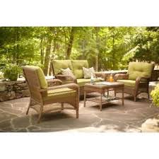 Martha Stewart Living Charlottetown 2012 Brown All Weather Wicker Patio Loveseat With Gree Clearance Patio Furniture Lowes Patio Furniture Patio Lounge Chairs